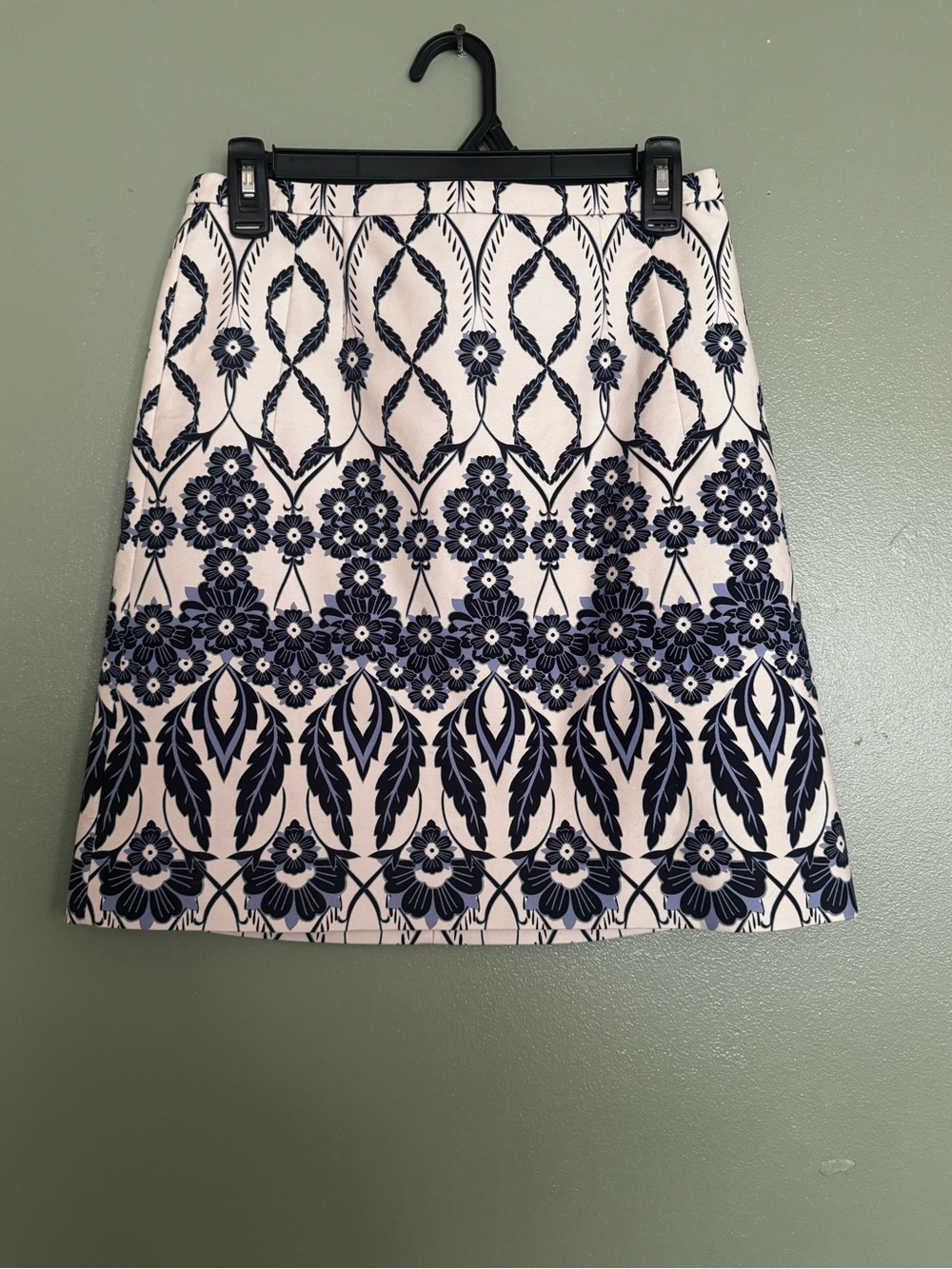 J. Crew Navy Blue & White Floral Trellis A-Line Mini Skirt Size 0